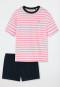 Pajamas short organic cotton stripes heart pink - Ocean Flow