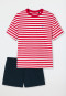 Pyjama kort biologisch katoen strepen hart rood - Aquatic Flow