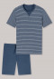 Pyjama kort biologisch katoen strepen jeansblauw - Natural Dye