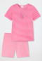 Pajamas short organic cotton stripes horse pink - Nightwear