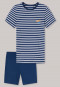 Pyjama court coton bio rayé Wake up bleu - Natural Love