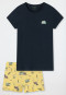 Pajamas short organic cotton ruffles camper dark blue - Ocean Flow