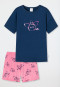 Pyjama kort biologisch katoen varkens blauw - Girls World