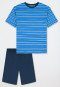 Schlafanzug kurz Organic Cotton Streifen aquarium - Nightwear