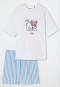 Pajamas short organic cotton stripes dog white - Aquatic Flow