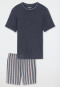 Pyjamas short Organic Cotton stripes charcoal - Selected! Premium