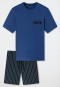 Pyjama kort biologisch katoen gestreept marineblauw - Comfort Nightwear
