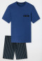Pyjama court coton bio rayures bleu marine - Comfort Nightwear