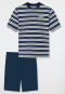 Schlafanzug kurz Organic Cotton Streifen NYC nachtblau - Nightwear