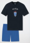 Pyjama court coton bio eau bleu foncé - Aquatic Flow