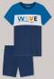 Schlafanzug kurz Organic Cotton Wave Blockringel blau - Natural Love
