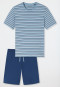 Pyjama court à rayures bleu pacifique - Casual Nightwear