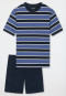 Pajamas short crew neck striped denim blue/dark blue - Comfort Fit