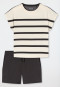 Pigiama corto a strisce color perla - Casual Nightwear