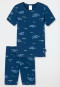 Pajamas short Tencel organic cotton ribbed paper boats fish blue - Rat Henry