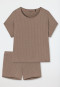 Pyjama kort Tencel oversized shirt bruin - Selected! premium