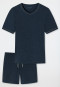 Pyjama court Tencel encolure en V rayures bleu foncé - Selected! Premium