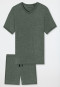Pyjama kort Tencel V-hals strepen jade - Selected! Premium