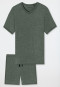 Pyjama court Tencel encolure en V rayures jade - Selected! Premium