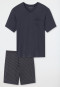 Pyjama court Encolure en V poche poitrine charbon imprimé - Comfort Essentials