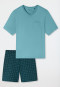 Pyjama court à encolure en V et poche poitrine, imprimé vert menthe - « Comfort Essentials »