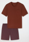 Pyjama court à encolure en V et poche poitrine, imprimé rouge - « Comfort Essentials »