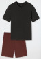 Pyjama court encolure en V pied-de-poule anthracite - Comfort Essentials
