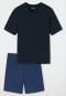 Pajamas short V-neck houndstooth midnight blue - Comfort Essentials