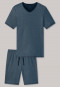 Schlafanzug kurz V-Ausschnitt indigo - Piqué