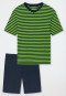 Pyjama court encolure en V rayures citron vert - Essentials Nightwear