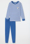 Pajamas long bamboo organic cotton cuffs stripes pelican aqua - Natural Love