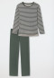Pyjama lang biologisch katoen Bretonse strepen jade - Essential Stripes