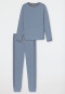 Schlafanzug lang Bio-Baumwolle jeansblau-meliert - Casual Nightwear