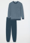 Pigiama lungo con polsini tasca sul petto grigio-blu a fantasia - Comfort Essentials
