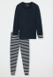 Schlafanzug lang Bündchen dunkelblau - Essential Stripes