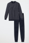 Long pajamas with cuffs dark blue patterned - Dark Sapphire