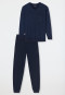 Long Pyjamas with Cuffs, Checkered, Midnight Blue - Comfort Essentials