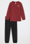 Pyjama lang manchetten metalliceffect hart sterren bordeaux - Family