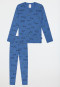Pyjama lange fijnrib manchetten blauw - Kids Nightwear