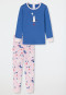 Schlafanzug lang Feinripp Organic Cotton Bündchen Leggings Möwen aqua - Natural Love