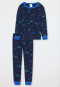 Pajamas long fine rib organic cotton cuffs universe pixels dark blue - Boys World
