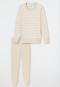 Schlafanzug lang Frottee Bündchen Bretonstreifen natur-meliert - Essential Stripes