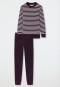 Schlafanzug lang Frottee Bündchen pflaume - Casual Essentials