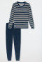 Pigiama lungo polsini in spugna righe blu notte - Casual Essentials