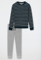 Pigiama lungo in spugna con polsini e motivo a righe di colore blu notte - Warming Nightwear