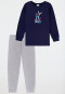 Schlafanzug lang Hunde Skateboard dunkelblau - Boys World