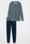 Schlafanzug lang Interlock Blumenprint dunkelblau - Classic Comfort Fit