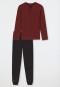 Pyjama long interlock bords-côtes patte de boutonnage carreaux terracotta - Fine Interlock