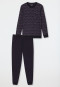 Pyjamas long Interlock cuffs coal patterned - Fine Interlock