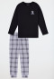 Schlafanzug lang Interlock Karos schwarz - Nightwear